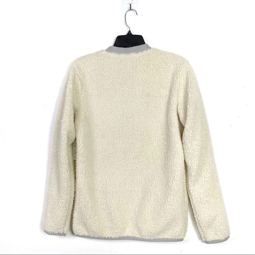 NEW Treasure & Bond Boys Fleece Baseball Style Jacket In Ivory Shadow Size XXL